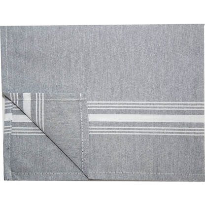 Snap Drape 54251822NH014 18" x 22" Black 50% Spun Polyester/50% Filament Chambray Striped Napkin