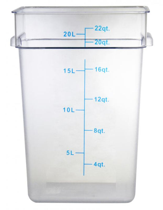 Omcan 80182 22 Qt Clear Square Polycarbonate Food Storage Container