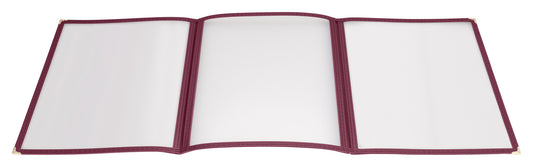 Winco PMCT-9U 9-1/2" x 12-1/8" Burgundy Triple Fold Menu Cover