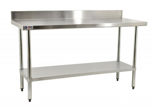 Omcan 23796 Elite Series 24" x 48" Stainless Steel Worktable with 4" Backsplash