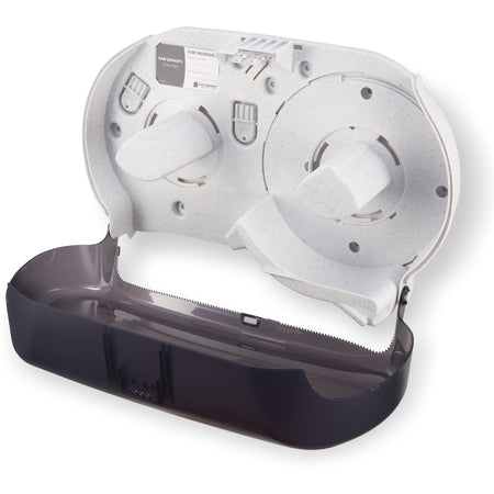 San Jamar R4000TBK 9" Black Pearl High Impact Plastic Classic Twin Jumbo Bath Tissue Dispenser, 3.25" core