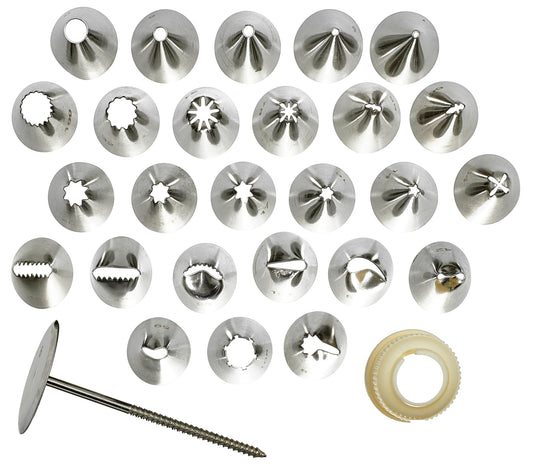 Winco CDT-26 26 Tips Stainless Steel Cake Decorating Set