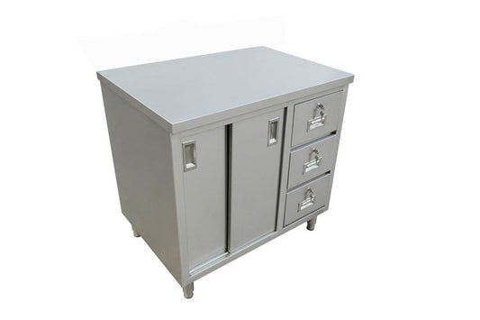 Omcan 44189 24" x 48" Stainless Steel Worktable With Cabinets And Drawers