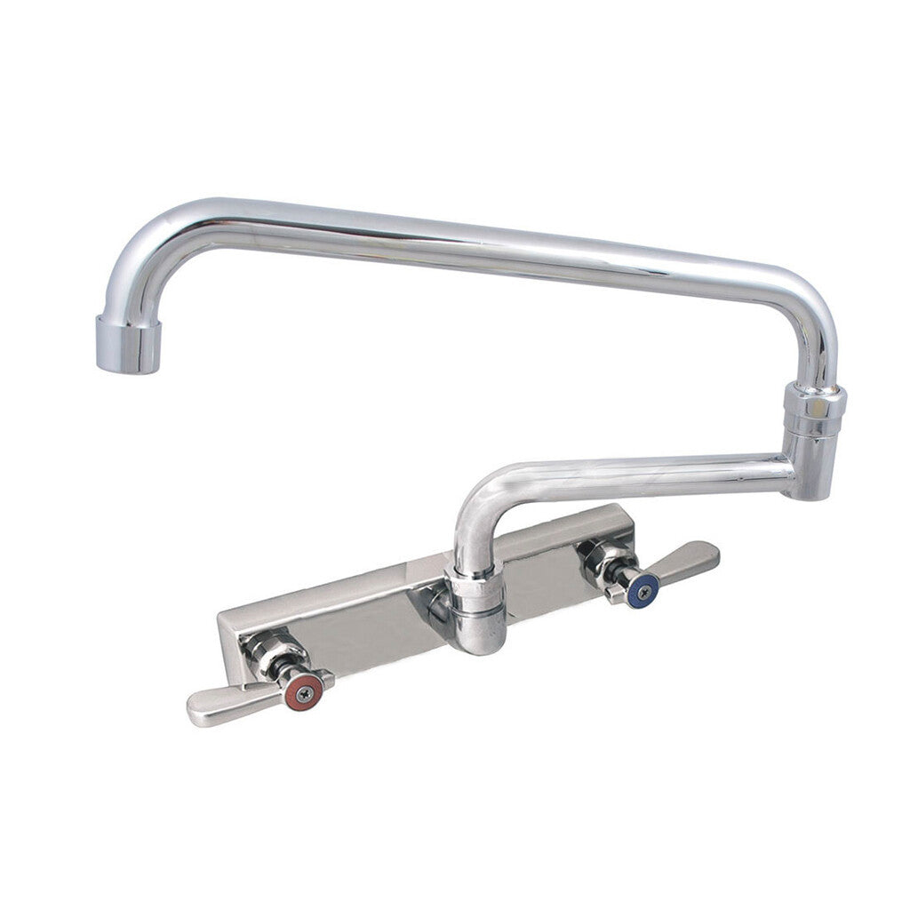 BK Resources EVO-8SM-18 Stainless Steel Evolution 8" Splash Mount Faucet, 18" Swing Spout