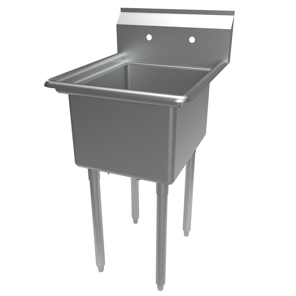BK Resources BKS-1-1620-12 One Compartment Stainless Steel Sink w/ 20Lx16Wx12D Bowl
