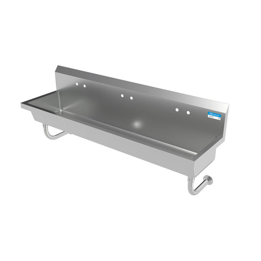 BK Resources MSHS-72W2 72" 3-Station Stainless Steel Wall-Mount Handwash Sink, 8" O.C. Splash Mount
