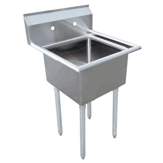 Omcan 43783 24" x 24" x 14" One Tub Sink with 3.5" Center Drain and No Drain Board