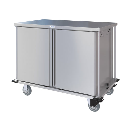 Dinex DXPTQC2T2D24 2 Trays Per Slide 24 Trays Double Door Stainless Steel Dinex Totally Quiet Compact Meal Delivery Cart