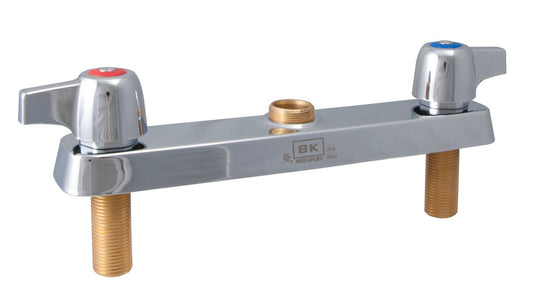 BK Resources BK8D-XX-G Chrome-Plated Brass Workforce Standard Duty Faucet,Body Only W/Out Spout, 8"O.C. Deck Mount