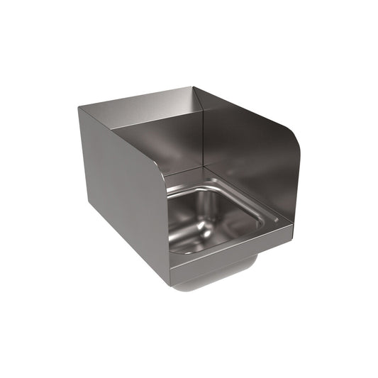 BK Resources BKHS-D-SS-1-SS Stainless Steel Deck Mount Space Saver Hand Sink w/ Side Splashes, 1 Hole, 9"x9" Bowl