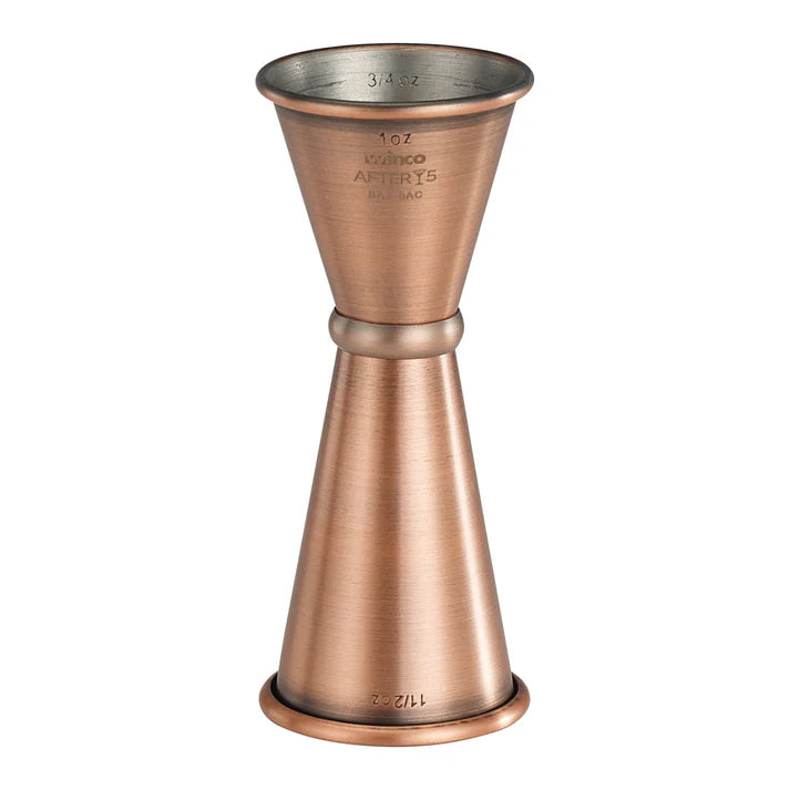 Winco BAJ-8AC 1x 1-1/2 oz. Stainless Steel After 5 Jigger w/ Inner Marking Lines, Antique Copper Finish