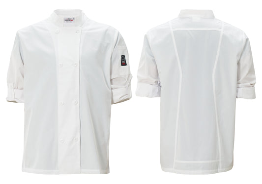 Winco UNF-12W3XL 3XL White Ventilated Chef Jacket, Roll-Tab Sleeve