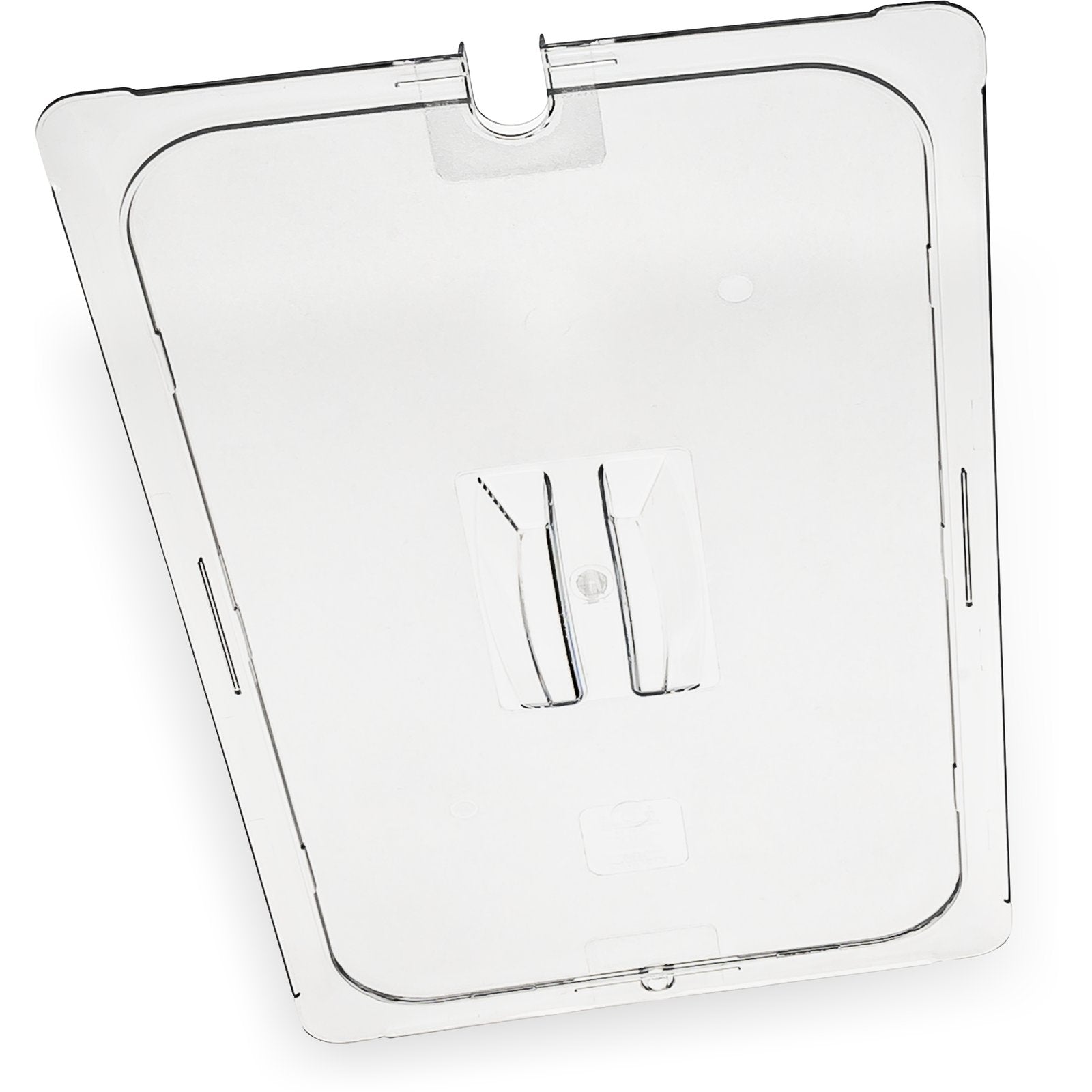 Carlisle 10211U07 Full-Size Clear Polycarbonate StorPlus Notched Handled Universal Lid