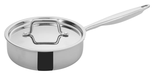 Winco TGET-2 2 Qt. Stainless Steel Triply Saute Pan w/ Cover