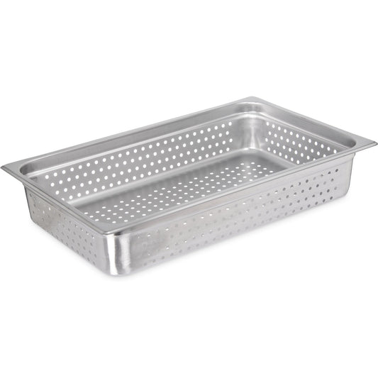 Carlisle 607004P Full-Size Stainless Steel DuraPan Light Gauge Perforated Steam Table Hotel Pan, 4" Deep