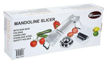 Winco MDL-15 Stainless Steel Mandoline Slicer Set w/ Handguard