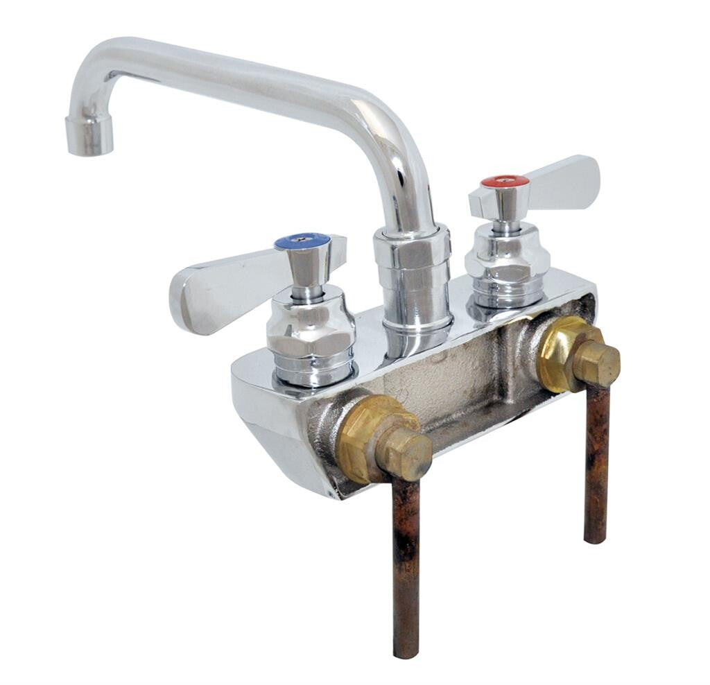 BK Resources BKF-4SM2-18-G 4" Chrome-Plated Brass O.C. Optiflow Shallow Splash Mount Faucet W/18" DJ Spout