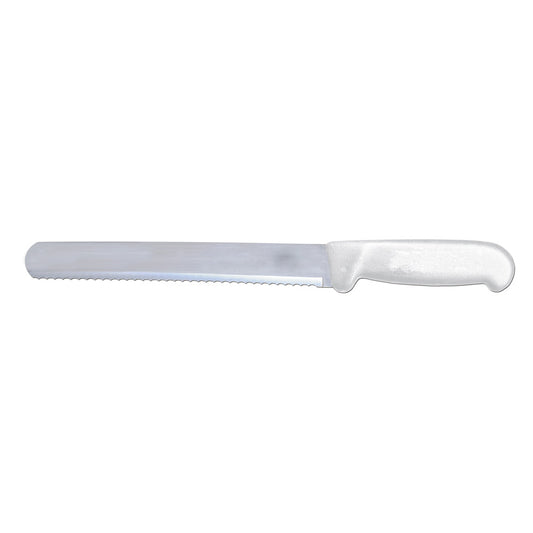 Omcan 12680 10-inch White Polypropylene Handle Slicer Straight Wave Edge Knife