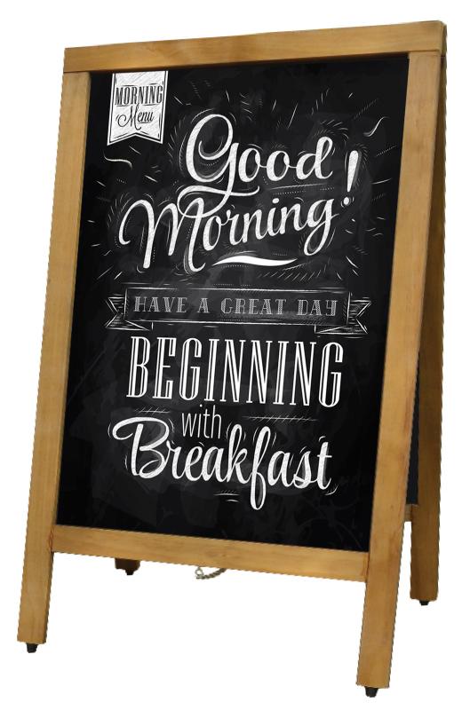 Omcan 31396 A-Frame Sidewalk Menu Chalkboard with Mahogany Color Frame
