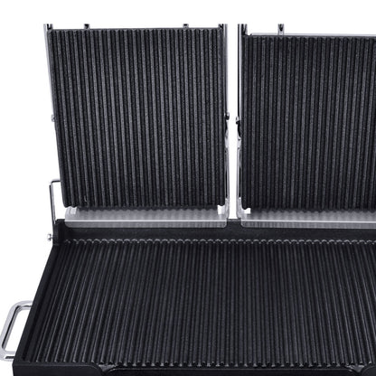 Omcan 42914 10" x 18" Double Panini Grill with Grooved Plates and Timer