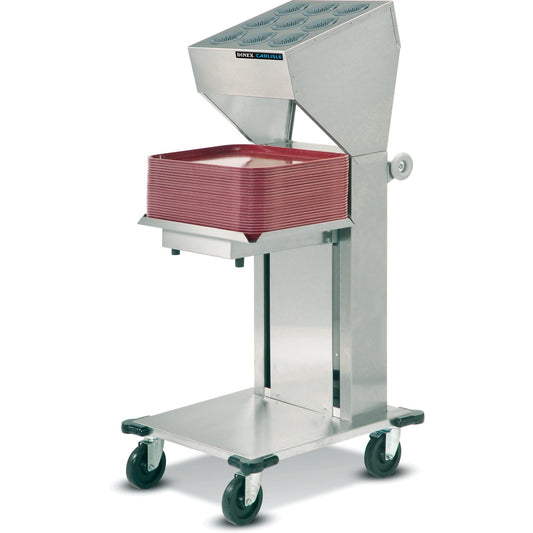 Dinex DXPIDTS1C1418 100 Trays 14" x 18" 22.75" x 29.5" x 55" 9 Cylinder Stainless Steel Single Stack Cantilever Tray & Silverware Dispenser