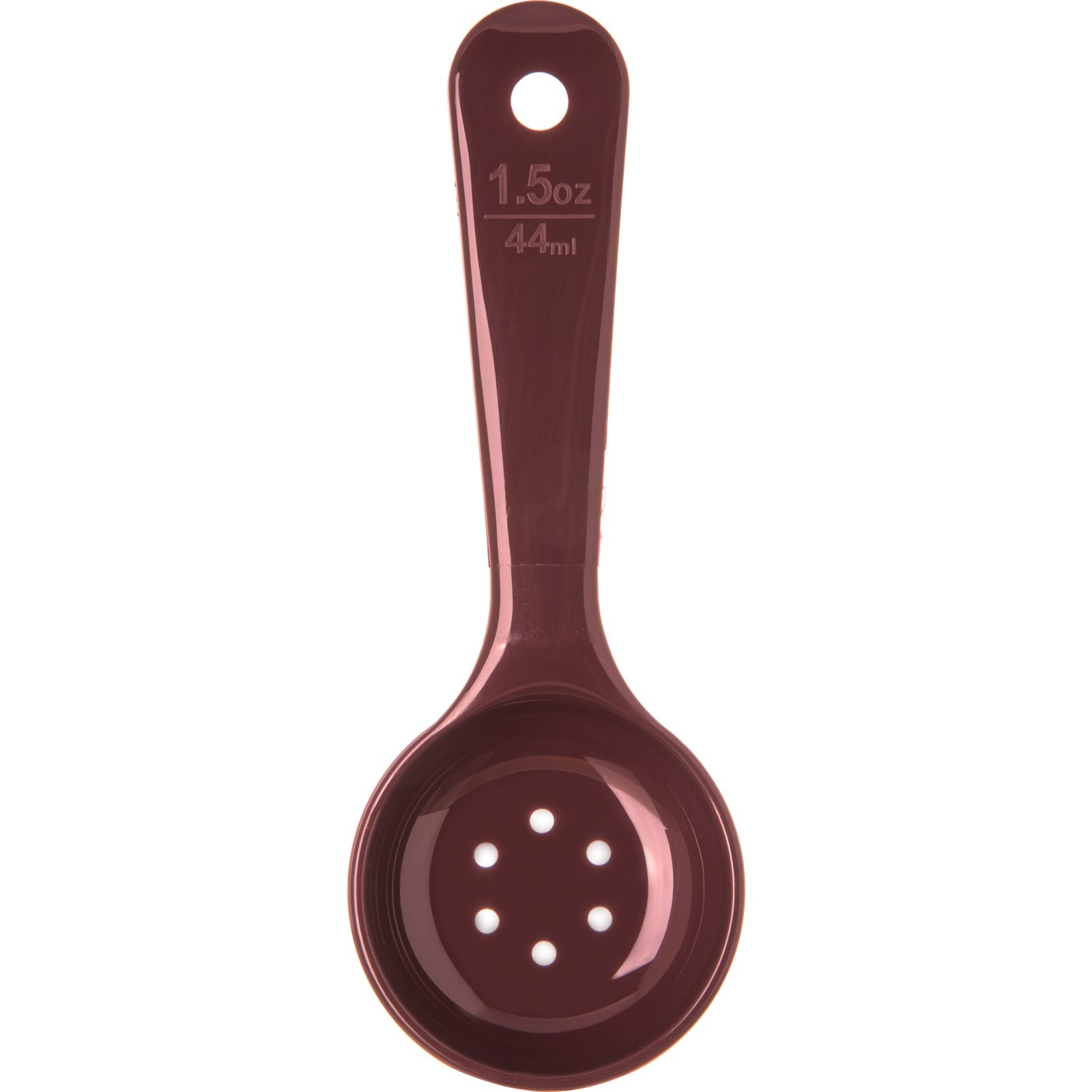 Carlisle 496101 1.5 oz Reddish Brown Acetal Measure Miser Perforated Short Handle