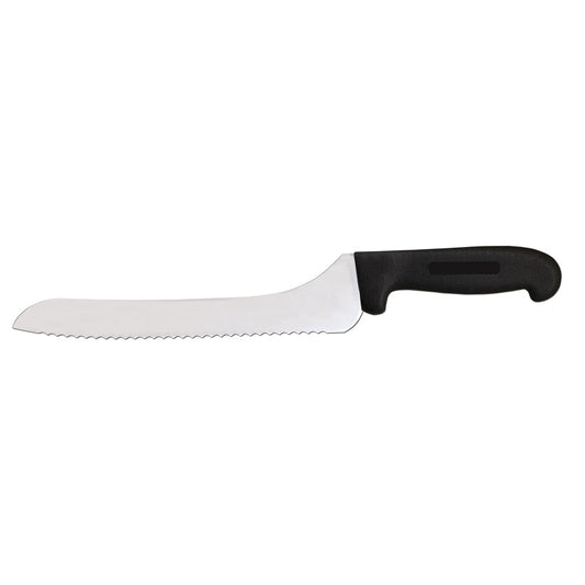 Omcan 12427 9-inch Slicer Off-Set Wave Edge Blade Knife with Black Polypropylene Handle