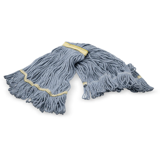 Carlisle 369411B14 Small Blue Acrylic Fiber 4 Ply Looped-End Mop w/ Yellow Band