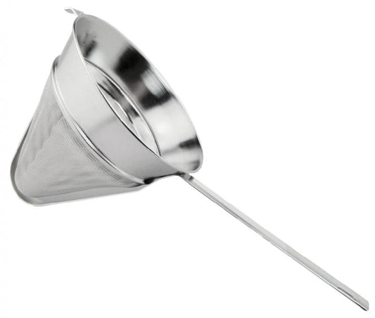 Omcan 80122 10-inch Stainless Steel Reinforced 40 Mesh Bouillon Strainer with Flat Handle