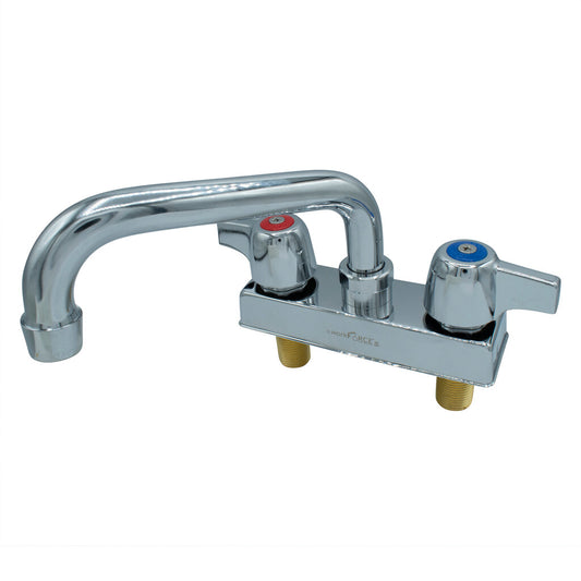 BK Resources BKD-6-G Chrome-Plated Brass Workforce Standard Duty Faucet, 6" Swing Spout, 4" O.C. Deck Mount