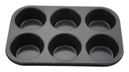 Winco AMF-6NS 7 oz. Carbon Steel 6 Cup Jumbo Muffin Pan, Non-stick