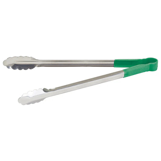 Winco UTPH-16G 16" Green Stainless Steel Utility Tong, Polypropylene Handle