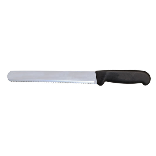 Omcan 12696 12-inch Black Polypropylene Handle Slicer Straight Wave Edge Blade Knife