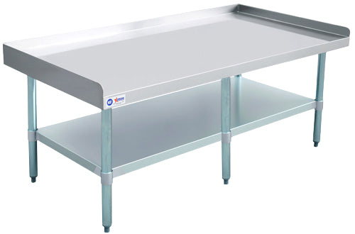 Omcan 47993 30" x 60" Stainless Steel Equipment Stand with Galvanized Undershelf and 6 Legs