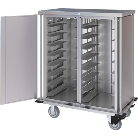 Dinex DXPTQC1T2D16 1 Tray Per Slide 16 Trays Double Door Stainless Steel Dinex Totally Quiet Compact Meal Delivery Cart