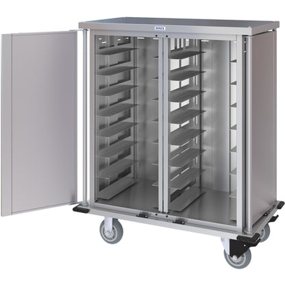 Dinex DXPTQC1T2D16 1 Tray Per Slide 16 Trays Double Door Stainless Steel Dinex Totally Quiet Compact Meal Delivery Cart