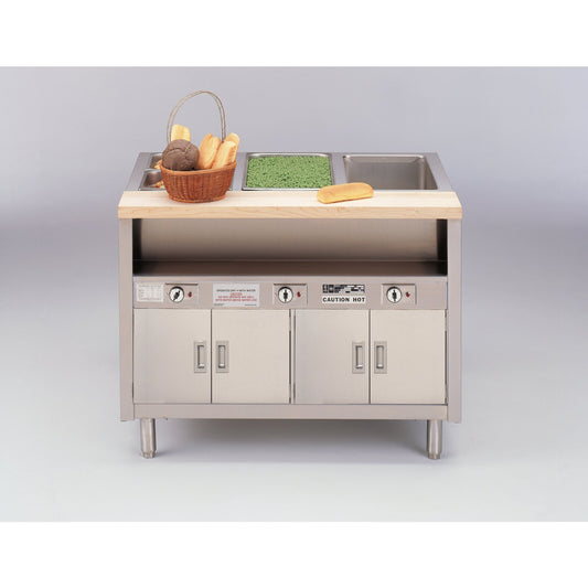 Dinex DXPDME6DS 86" x 32" x 34" 6-Well ServeXpress Stationary Enclosed Base Hot Food Table