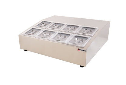 Omcan 47862 28" Countertop Refrigerated Prep Rail with 8 x GN 1/6 Pans Capacity