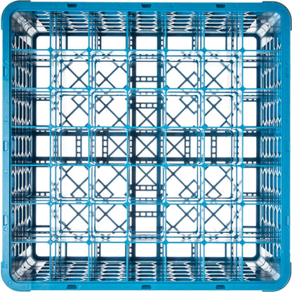 Carlisle RG49-414 Carlisle Blue 49-Compartment Polypropylene OptiClean Divided Glass Rack with 4 Extenders 10.3"