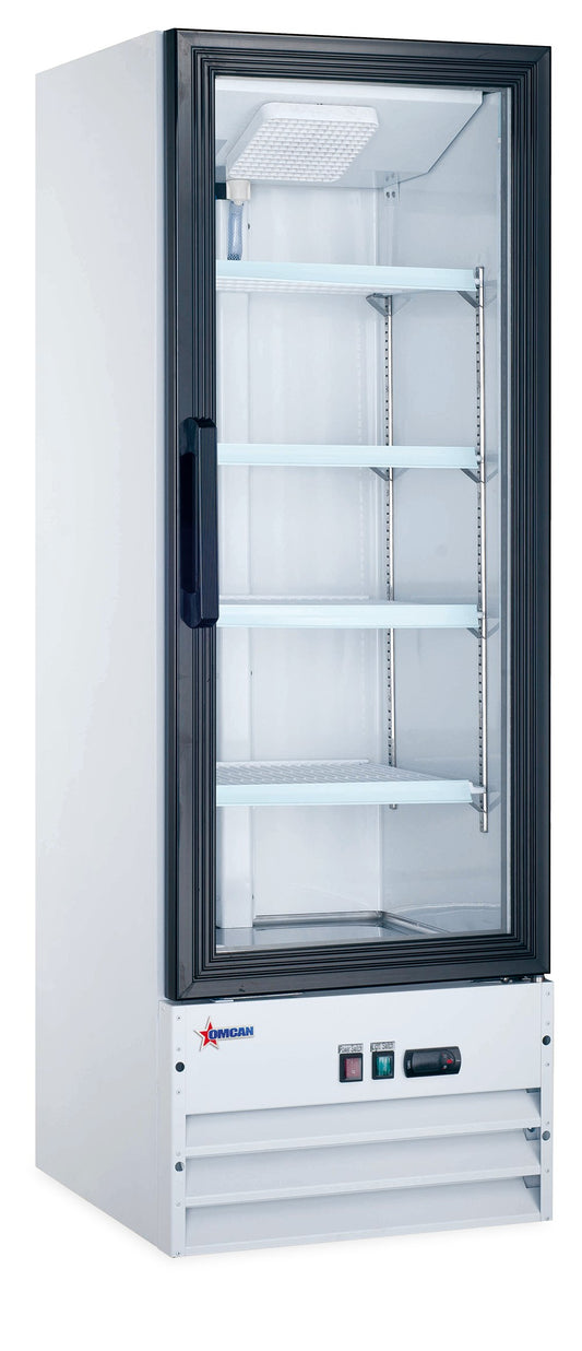 Omcan 50033 9.1 cu.ft. 22-inch White Single Door Swing Glass Door Refrigerator