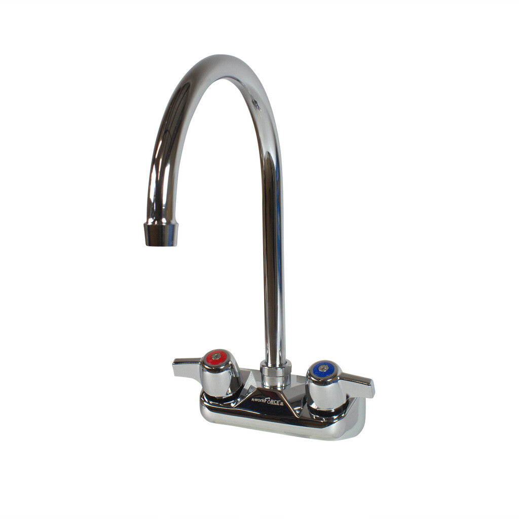 BK Resources BKF-W-8G-G 4" Chrome-Plated Brass O.C. Workforce Splash Mount Faucet W/8" Gooseneck Spout