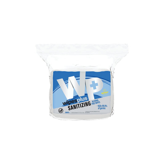 WipesPlus 37302 White Hand Sanitizing Alcohol Free Wipes, Refill Bag (4/800s)