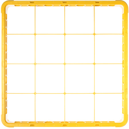Carlisle RE16C04 Yellow 16-Compartment Polypropylene OptiClean Divided Glass Rack Extender 1.78"