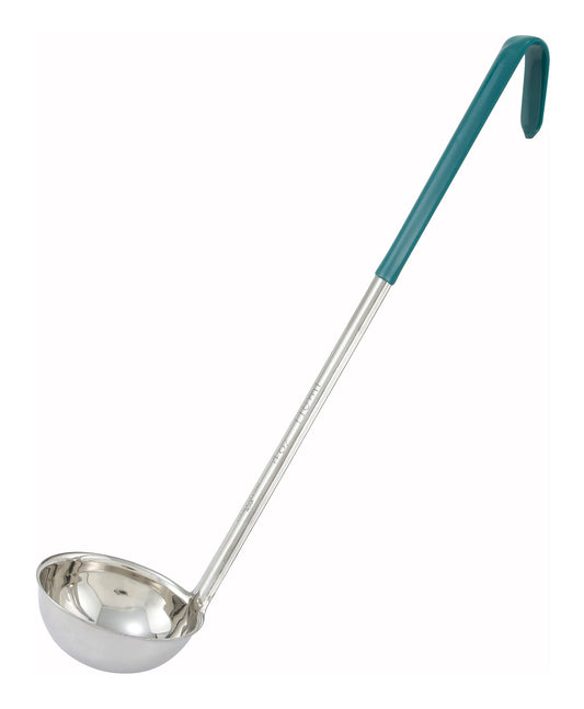 Winco LDC-4 4 oz. Green Stainless Steel Ladle