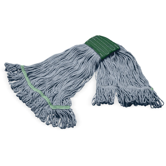 Carlisle 369120G14 Medium Blue Grease Release Looped-End Mop w/ Green Band