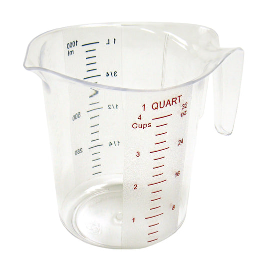 Winco PMCP-100 1 Qt. Color Graduations Polycarbonate Measuring Cup