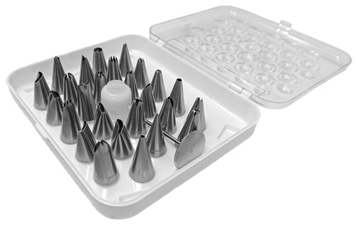 Omcan 48897 26 Piece Stainless Steel Seamless Cake Decorating Set