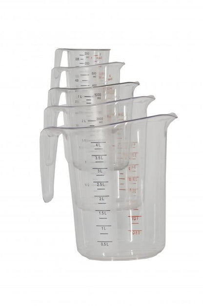 Omcan 80575 Clear Polycarbonate Measuring Cups - 5 pcs / set