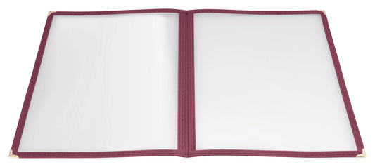 Winco PMCD-9U 9-3/8" x 12-1/8" Burgundy Double Fold Menu Cover