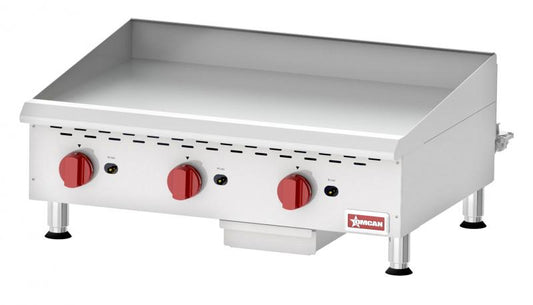 Omcan 43732 Gas Four Burner Stainless Steel Countertop Griddle With Manual Control